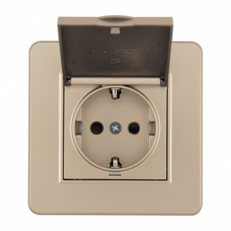 Розетка с заземлением и шторкой, с крышкой Arte Milano SET16-1 SET16-1-41-1 shampan 
