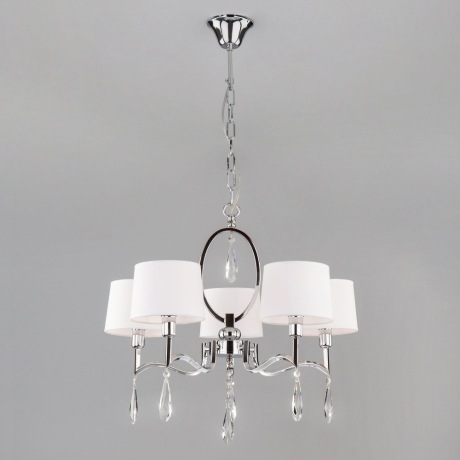 Подвесная люстра с управлением по Wi-Fi Eurosvet Madera 10127/5 хром/прозрачный хрусталь Strotskis Smart (10093/5) (a054435) 