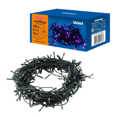 Гирлянды Uniel ULD-S1000-100/DGA PINK IP20 (UL-00008406) 