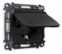 Розетка влагозащищенная с заземлением и со шторкой, без рамки с крышкой Ambrella Volt OMEGA MO808010