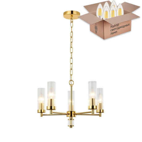 Подвесная люстра с лампочками Favourite Aesthetic 2673-5P+Lamps E14 Свеча 