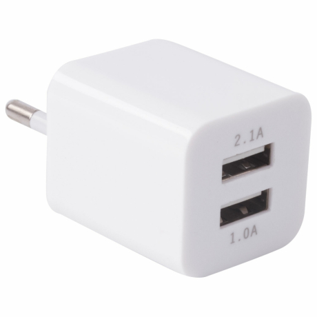 Нарушена упаковка!  <271922> Зарядное устройство сетевое (220В) SONNEN, 2 порта USB, выходной ток 2,1 А, белое, 454797 (454797)