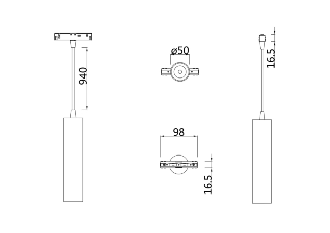 Трековый светильник на подвесе 13W 3000К для магнитного шинопровода Maytoni Track lamps TR016-2-12W3K-W