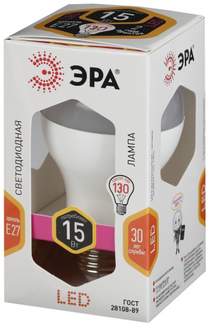 Лампа светодиодная ЭРА E27 15W 2700K матовая LED A60-15W-827-E27 Б0020592 