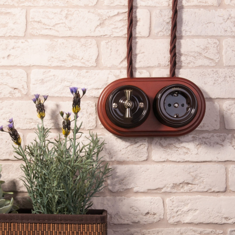 Выключатель одноклавишный Werkel Ретро (коричневый) W5612014