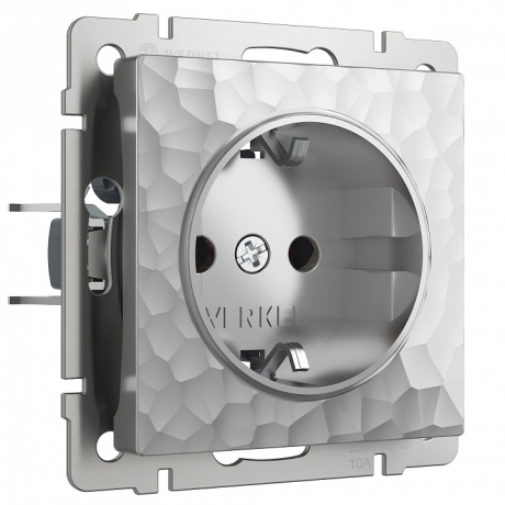 Розетка влагозащищенная с заземлением и со шторками, без рамки Werkel Hammer серебряный W1271106