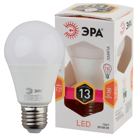 Лампа светодиодная ЭРА E27 13W 2700K матовая LED A60-13W-827-E27 Б0020536 