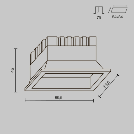 Встраиваемый светильник Technical DL056-8W3-4-6K-B Okno 