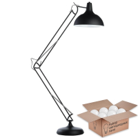 Торшер с лампочкой Arte Lamp Goliath A2487PN-1BK+Lamps