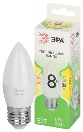 Лампочка светодиодная ЭРА GREEN LINE LED B35-8W-830-E27 GL E27 8 Вт свеча теплый свет Б0067088 
