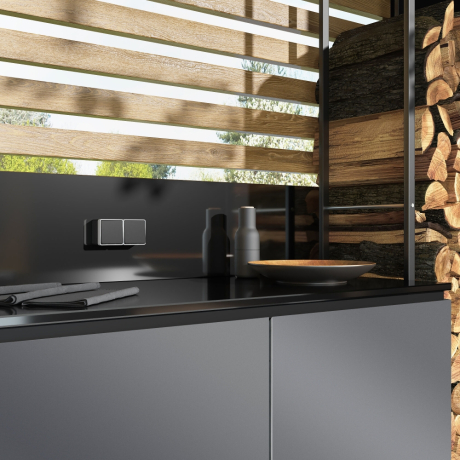 Выключатель одноклавишный влагозащищенный Gallant (черный/хром) Werkel W5010235