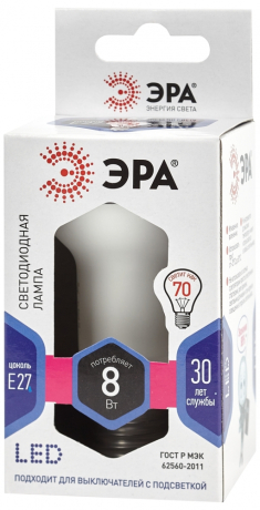 Лампа светодиодная ЭРА E27 8W 6000K матовая LED R63-8W-860-E27 Б0048024 