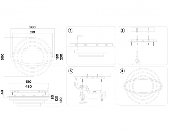 Потолочный светодиодный светильник с пультом Ambrella light ACRYLICA FA8524 