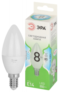 Лампочка светодиодная ЭРА GREEN LINE LED B35-8W-840-E14 GL E14 8 Вт свеча яркий белый свет Б0067100