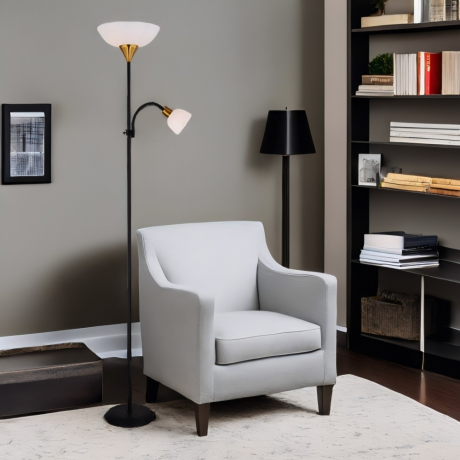 Торшер с подсветкой для чтения черного цвета с золотыми элементами от Getogazov Family 282407-756590 