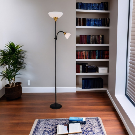 Торшер с подсветкой для чтения черного цвета с золотыми элементами от Getogazov Family 282407-756590 