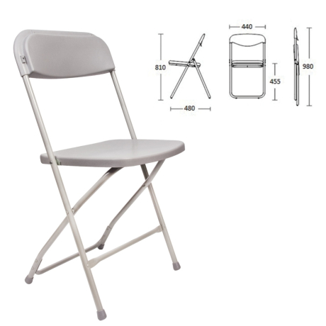 Нарушена упаковка!  <218474> Стул складной для дома и офиса BRABIX "Golf CF-002", серый каркас, пластик серый, 531564 (531564)