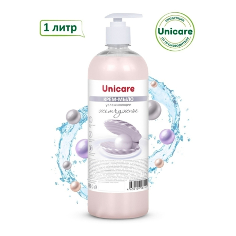 Нарушена упаковка! <376156> Мыло-крем жидкое 1 л UNICARE "Жемчужное", увлажняющее, дозатор, UC501058 (608154)