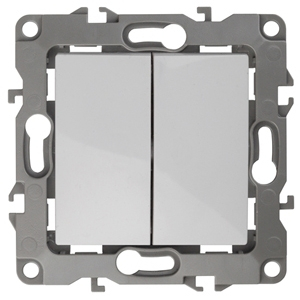 Выключатель двухклавишный ЭРА 12 10AX 250V 12-1004-01 Б0014651