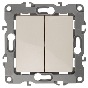 Выключатель двухклавишный ЭРА 12 10AX 250V 12-1004-02 Б0014652