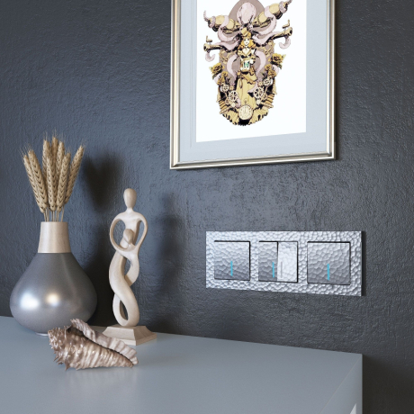 Выключатель одноклавишный с подсветкой без рамки Werkel Hammer серебряный W1210106