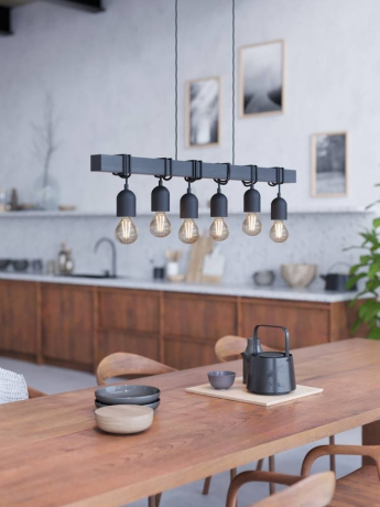 44062 Подвес TOWNSHEND, 6x40W(E27), L1000, B100, H1100, сталь, дерево, черный Eglo 