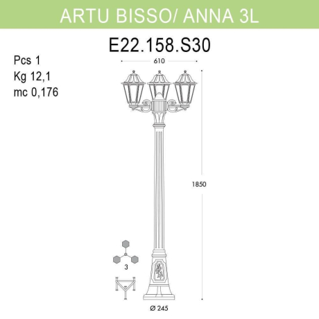 E22.158.S30.WYF1R Фонарный столб Fumagalli Artu Bisso/Anna
