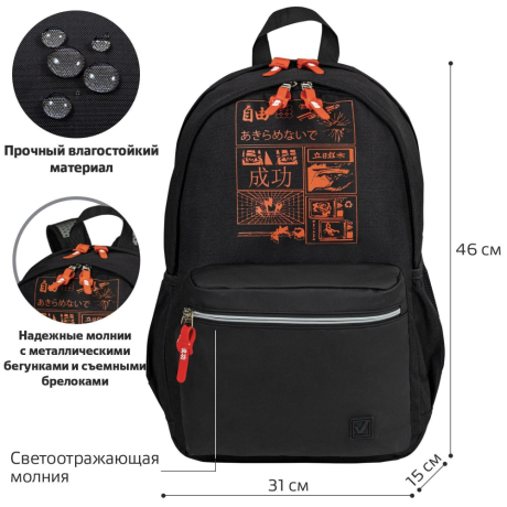 Рюкзак BRAUBERG FASHION CITY универсальный, 2 отделения, "Manga Anime", черный, 46х31х15 см, 270811 (270811)