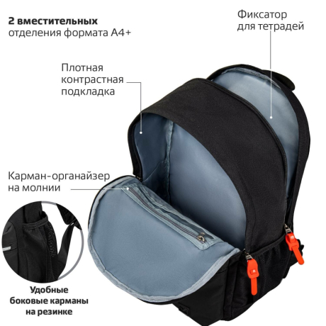 Рюкзак BRAUBERG FASHION CITY универсальный, 2 отделения, "Manga Anime", черный, 46х31х15 см, 270811 (270811)