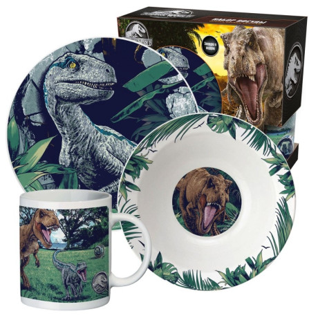 Набор посуды в подарочной упаковке Мир Юрского периода, Велоцираптор Блю, 3 предмета,  фарфор ND Play 297931