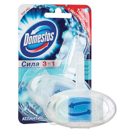 Нарушена упаковка! <219803> Блок туалетный подвесной твердый 40 г DOMESTOS (Доместос) "Атлантик", основной блок (602271)
