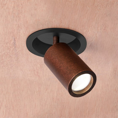 Врезной светильник черного цвета с плафоном с эффектом ржавчины, для лампы GU10 от GETOGAZOV FAMILY