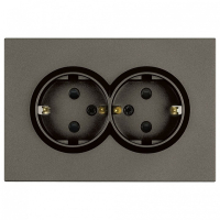 Розетка двойная с заземлением и со шторкой Stekker Эмили 49934