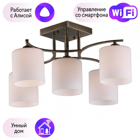 Люстра с поддержкой Алисы потолочная Omnilux OML-55317-05-A 