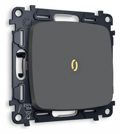 Выключатель проходной одноклавишный с подсветкой без рамки Ambrella Volt OMEGA MO902030