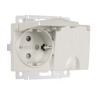 Розетка двойная влагозащищенная с заземлением и со шторками, без рамки с крышкой Werkel перламутровый рифленый W1172213