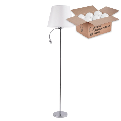 Торшер с лампочкой Arte Lamp Elba A2581PN-2CC+Lamps 
