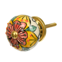 Нарушена упаковка!  <303120> 66127 BLUMEN HAUS Ручка керамическая для мебели ''Марокканский узор'', ручная роспись, цвет разноцветный  /246/6