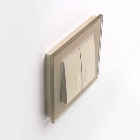 Выключатель двухклавишный с подсветкой без рамки Werkel шампань W1120111