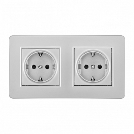 Розетка с заземлением и со шторкой Arte Milano SET16-2 SET16-2-40-1x2 silver 