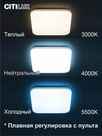 Потолочный светодиодный светильник с пультом ДУ (инфракрасный) и RGB подсветкой Citilux Симпла CL714K480G 