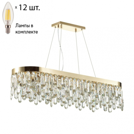 Подвесная люстра с лампочками Odeon Light Dakisa 4986/12+Lamps E14 Свеча 