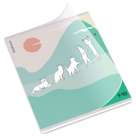 Нарушена упаковка!  <797132> Тетрадь обложка пластик, А5, 48 л., скоба, клетка, ERICH KRAUSE, "Cat Day" (микс в спайке), 54159 (405267)