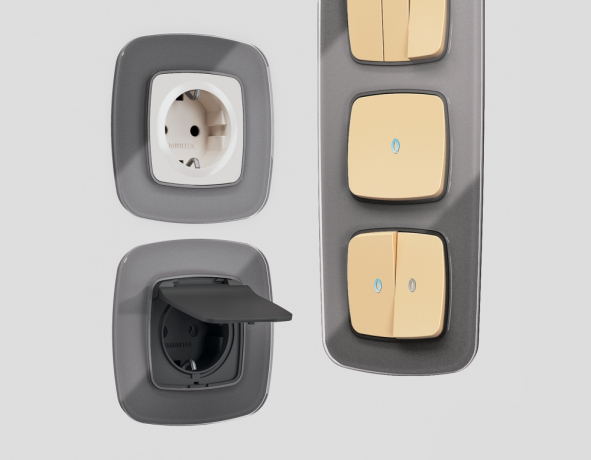 Рамка Ambrella Volt OMEGA Radian (Антрацит серый Стекло органическое) OF320651