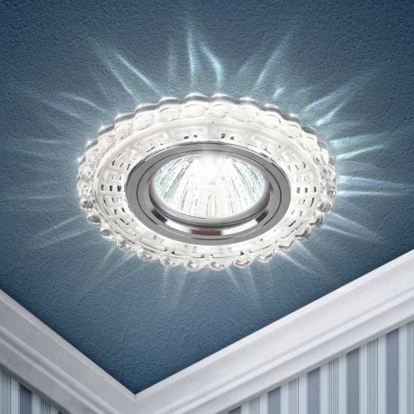 Нарушена упаковка!  <173952> Точечный встраиваемый светильник cо светодиодной подсветкой Эра DK LD35 SL/WH Б0036503