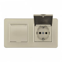 Розетка с заземлением и шторкой, с крышкой Arte Milano SET16-2 SET16-2-41-1x2 shampan