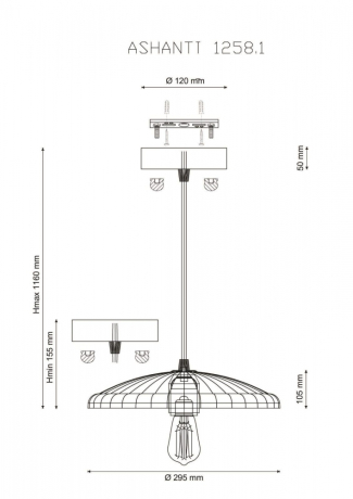 Светильник подвесной с Led лампочками в комплекте Lucia Tucci Ashanti 1258.1+Lamps 