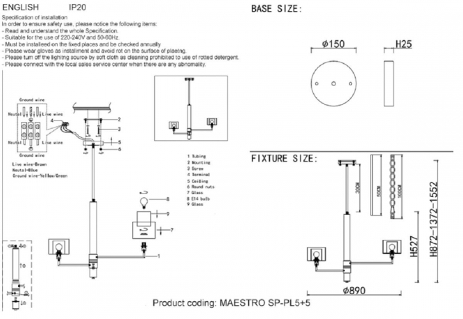 Люстра на штанге с лампочками CRYSTAL LUX Maestro SP-PL5+5 Chrome+Lamps 