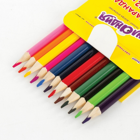 Нарушена упаковка!  <289977> Карандаши цветные СУПЕРМЯГКИЕ ЮНЛАНДИЯ "ТРОПИКИ", 12 цветов, трехгранные, с РАСКРАСКОЙ, 181647 (181647)