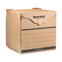 Нарушена упаковка!  <199255> Короб архивный (330х310х340 мм) фронтальная загрузка для регистраторов/накопителей, липучка, гофрокартон, BRAUBERG, 122033 (122033)